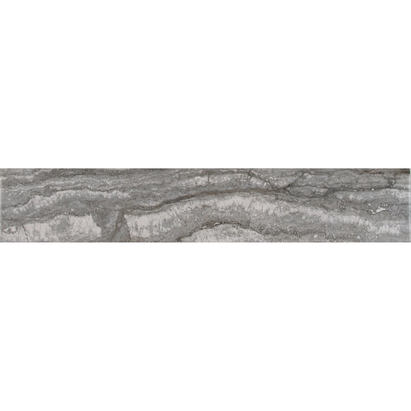 Pietra Bernini Carbone 3 In. X 18 In. Porcelain Bullnose Tile Trim In Gray, 25PK
